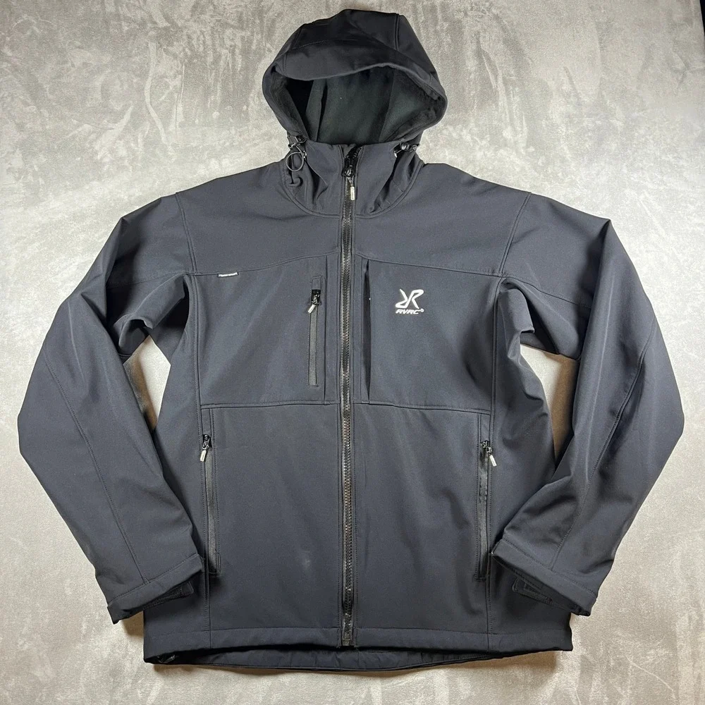 RevolutionRace Hiball Jacket Mens XL Black Softshell Hooded Outdoor Style 10014